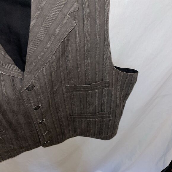 WAH Maker Men’s Western Vest Size 2XL Brown Striped Cowboy Rodeo Outdoors - Picture 7 of 12